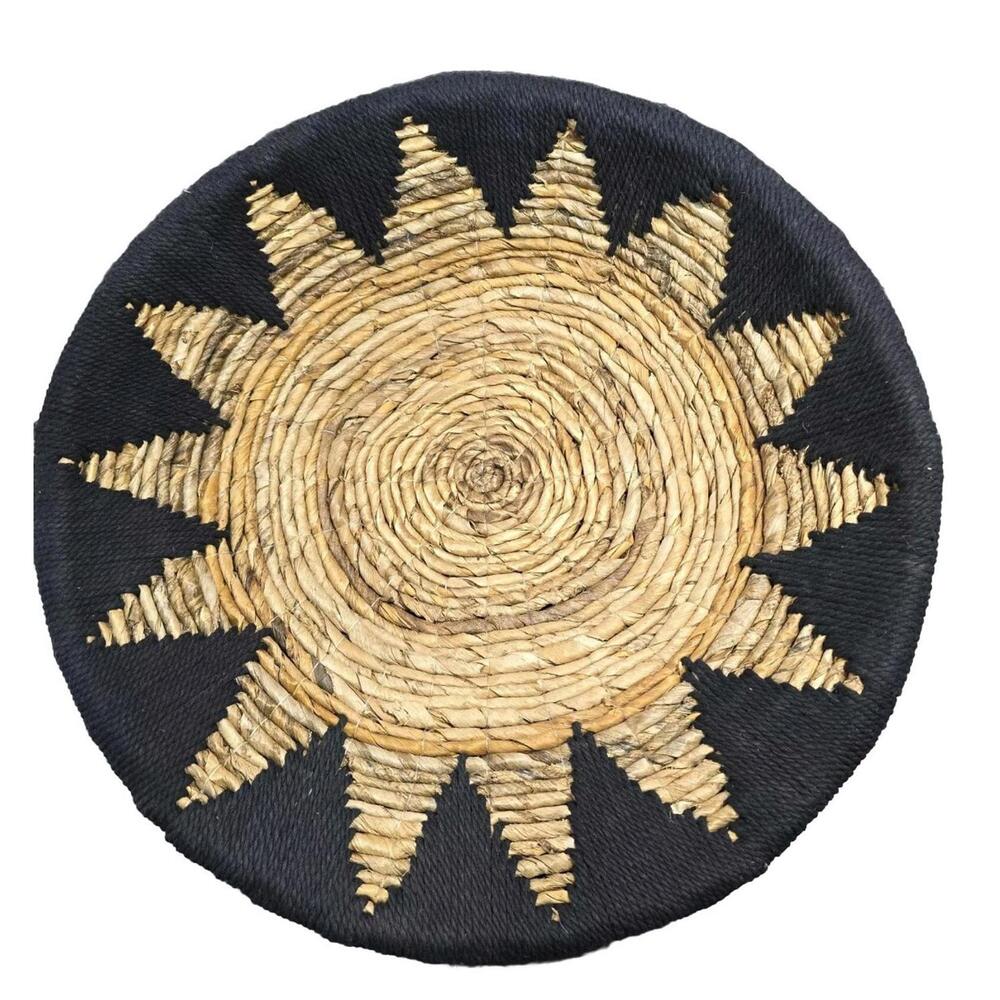 Boho Wall Basket Artisan Made Banana Leaf Black Macrame Pokoloko Little Luxuries